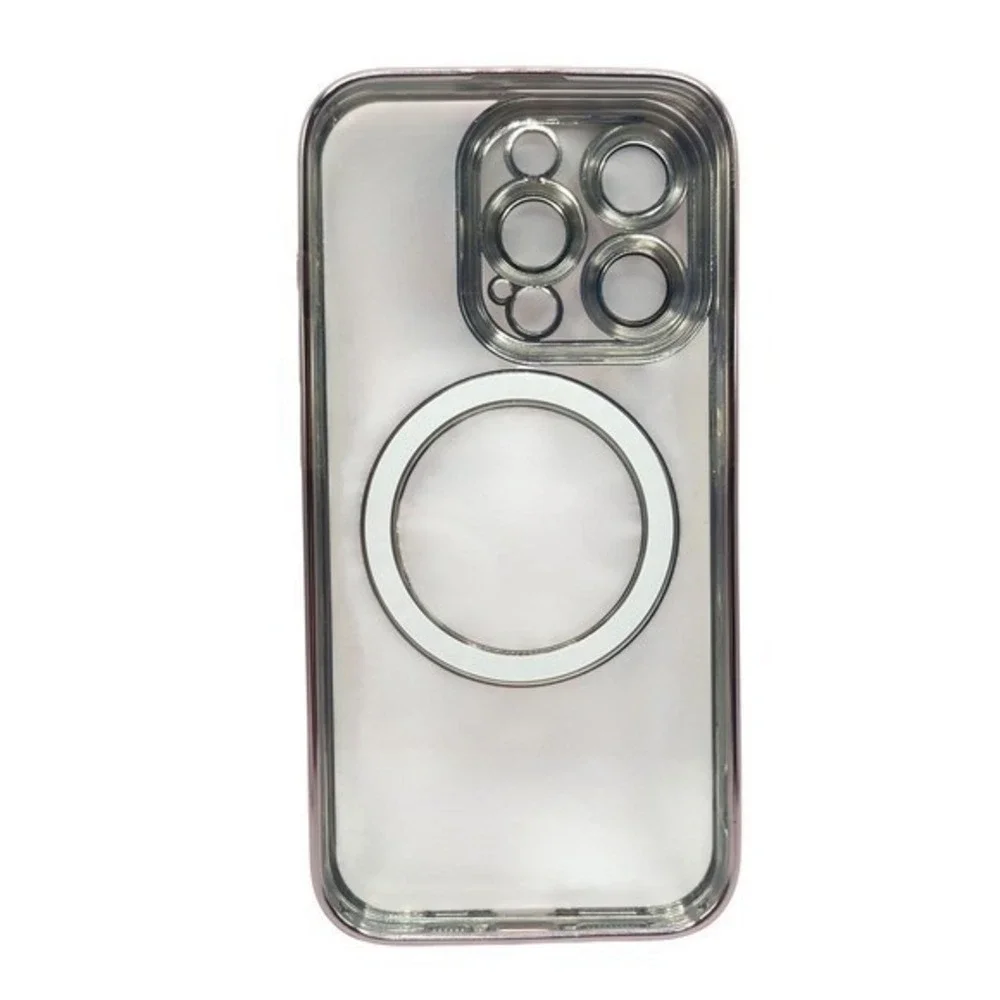 iPhone 15 Pro Max Clear Protective Case Pink Metallic Trim‎ NEW